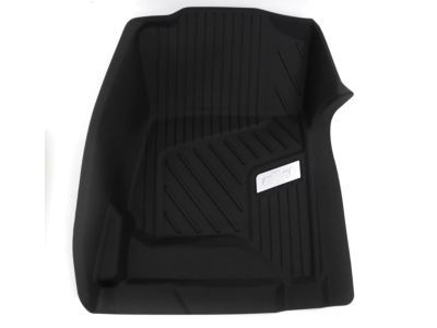 GM 84185456 First-Row Premium All-Weather Floor Liners in Jet Black with Chrome Bowtie Logo (for Models with Center Console)