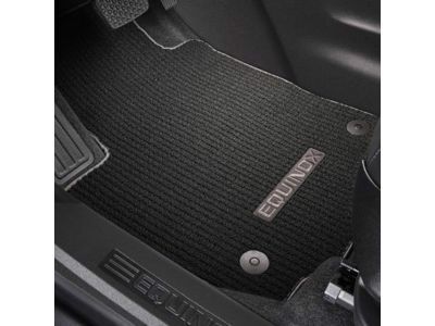 GM 84052219 First-Row Premium Carpeted Floor Mats in Jet Black with Medium Ash Gray Stitching and Equinox Script