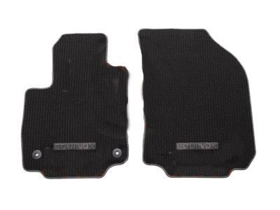 GM 84052219 First-Row Premium Carpeted Floor Mats in Jet Black with Medium Ash Gray Stitching and Equinox Script