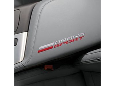 GM 84179898 Floor Console Lid in Gray Leather with Grand Sport Logo