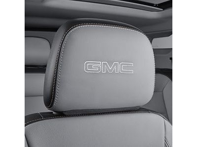 GM 84466954 Vinyl Headrest in Medium Ash Gray with Embroidered GMC Script in Medium Gray Stitching