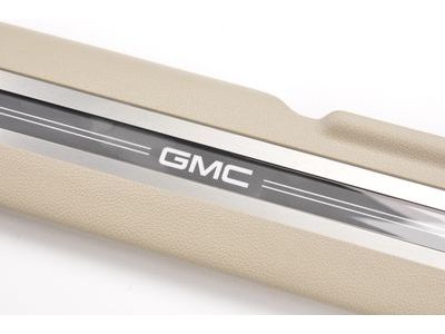 GM 23450584 Illuminated Front Door Sill Plates in Dune with GMC Logo