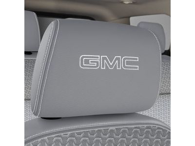 GM 84483937 Cloth Headrest in Light Ash Gray with Embroidered GMC Script