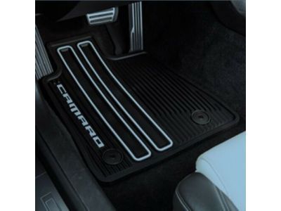GM 23412245 First-and Second-Row Premium All-Weather Floor Mats in Jet Black with Camaro Script