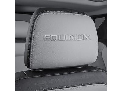 GM 84466963 Leather Headrest in Medium Ash Gray with Embroidered Equinox Script
