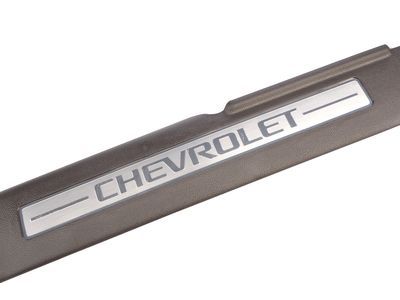 GM 23114163 Front Door Sill Plates with Cocoa Surround and Chevrolet Script