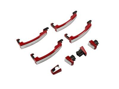 GM 95107224 Front and Rear Door Handles in Red Hot with Chrome Strip