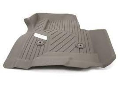 GM 84185458 First-Row Premium All-Weather Floor Liners in Dune with Chrome Bowtie Logo (for Models with Center Console)