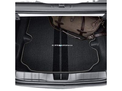 GM 23507997 Cargo Area Carpeted Mat in Black with Gray Stitching and Camaro Script for Coupe Models