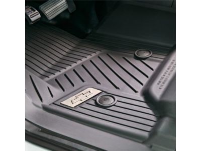 GM 84357859 First-Row Interlocking Premium All-Weather Floor Liner in Jet Black with Bowtie Logo (for Models without Center Console)