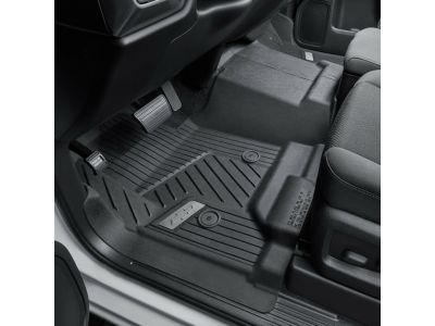 GM 84357859 First-Row Interlocking Premium All-Weather Floor Liner in Jet Black with Bowtie Logo (for Models without Center Console)