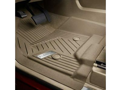 GM 84185462 First-Row Premium All-Weather Floor Liners in Dune with Chrome GMC Logo (for Models with Center Console)