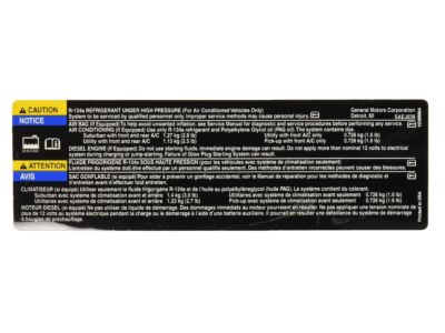 GM 10388864 Label-A/C Refrigerant Caution
