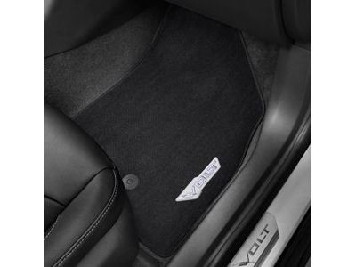 GM 23277657 First- and Second-Row Premium Carpeted Floor Mats in Jet Black with Black Stitching and Volt Script