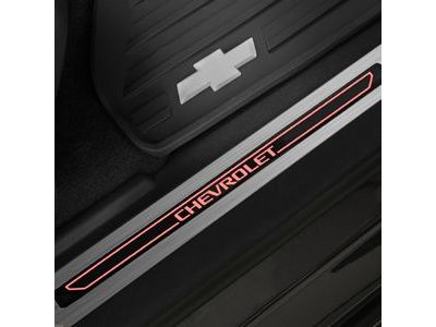 GM 22933513 Illuminated Front Door Sill Plates with Jet Black Surround and Chevrolet Script