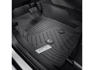 GM 84370633 First-Row Premium All-Weather Floor Liners in Jet Black with Chrome Bowtie Logo