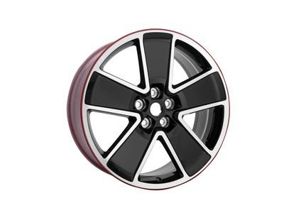 GM 19302760 21x8.5-Inch Aluminum 5-Spoke Front Wheel in Black with Red Stripe