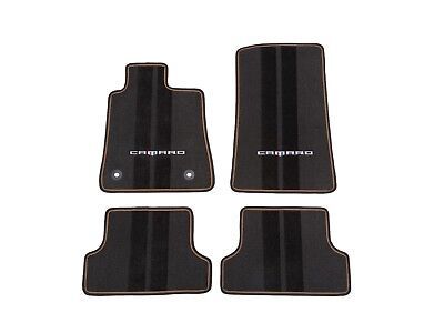 GM 23283733 First-and Second-Row Premium Carpeted Floor Mats in Jet Black with Kalahari Stitching and Camaro Script