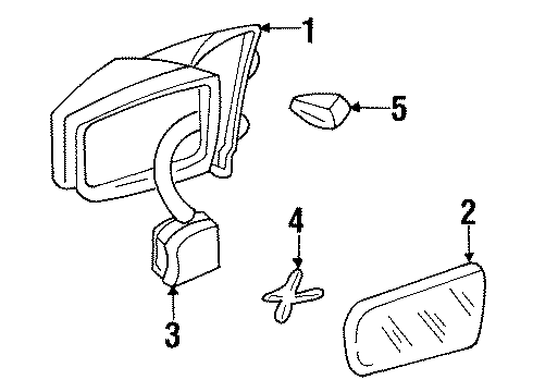 1995 Chevrolet Monte Carlo Outside Mirrors Mirror, Outside Rear View(Reflector Glass) Diagram for 12522230