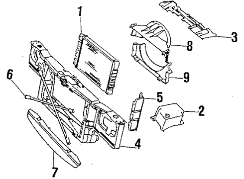 1985 Oldsmobile Cutlass Supreme Radiator & Components, Cooling Fan Radiator Diagram for 52481615