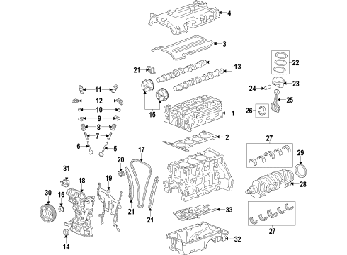 2012 Chevrolet Sonic Engine Parts, Mounts, Cylinder Head & Valves, Camshaft & Timing, Variable Valve Timing, Oil Cooler, Oil Pan, Oil Pump, Crankshaft & Bearings, Pistons, Rings & Bearings Front Cover Seal Diagram for 25193519
