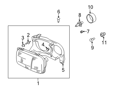 2002 Chevrolet Tracker Bulbs Capsule/Headlamp/Fog Lamp Headlamp Diagram for 91174685