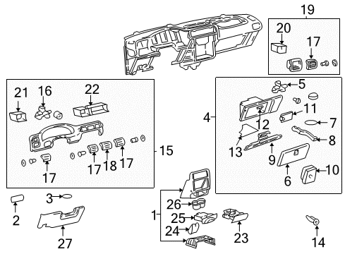 1998 Chevrolet Venture Cluster & Switches, Instrument Panel Bumper-Instrument Panel Compartment Door Stop Diagram for 10284808