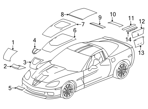 2013 Chevrolet Corvette Stripe Tape Decal Diagram for 22916373