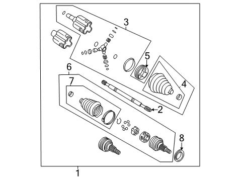 1998 Buick Regal Drive Axles - Front Joint Kit, Front Wheel Drive Shaft Tri-Pot (W/Boot) Diagram for 26045744