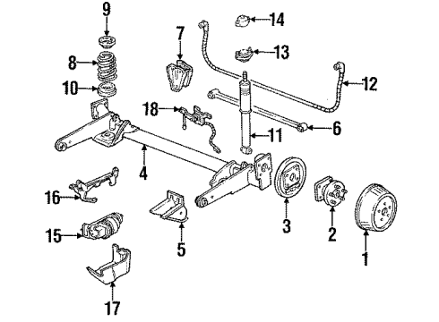 1990 Pontiac Trans Sport Rear Suspension Seal-Rear Shock Absorber Air Crossover Tube Diagram for 22017363