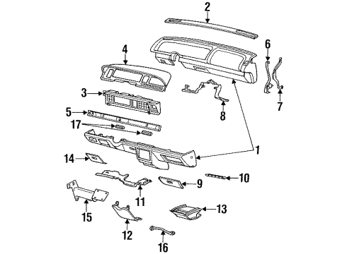 1992 Oldsmobile 88 Instrument Panel Cluster Housing Diagram for 16160423