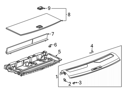 2021 Cadillac Escalade Interior Trim - Rear Body Cargo Area Shade in Parchment Diagram for 84390972