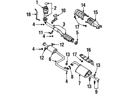 2001 Daewoo Leganza Exhaust Components Rear Muffler Gasket Diagram for 96181581