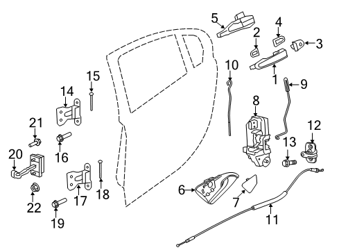 2015 Chevrolet Caprice Rear Door - Lock & Hardware Latch Diagram for 13579566