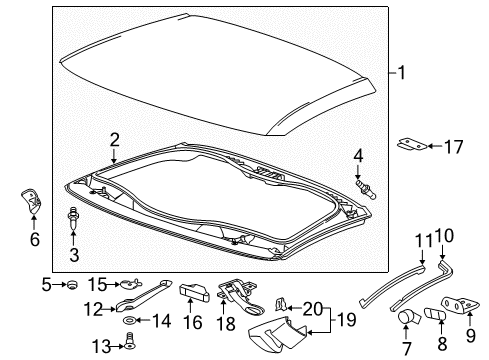 2016 Chevrolet Corvette Top & Components Roof Pin Diagram for 11562047