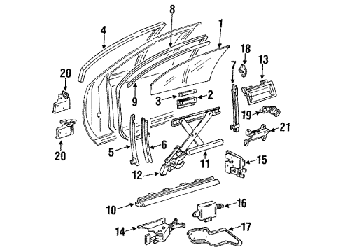 1993 Buick Commercial Chassis Front Door - Glass & Hardware Channel Asm-Front Side Door Window Rear Diagram for 10108972