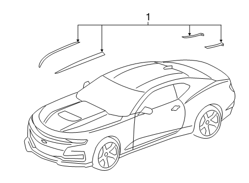 2021 Chevrolet Camaro Stripe Tape Stripe Package Diagram for 84356656