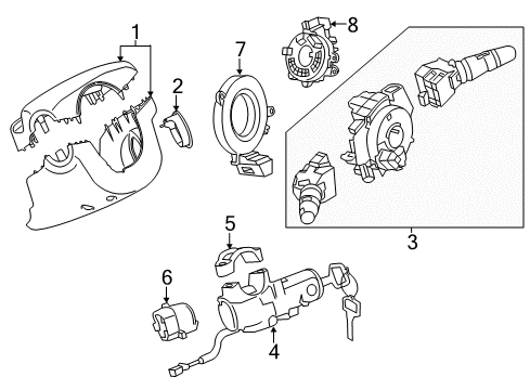 2015 Chevrolet City Express Shroud, Switches & Levers Column Cover Diagram for 19316655