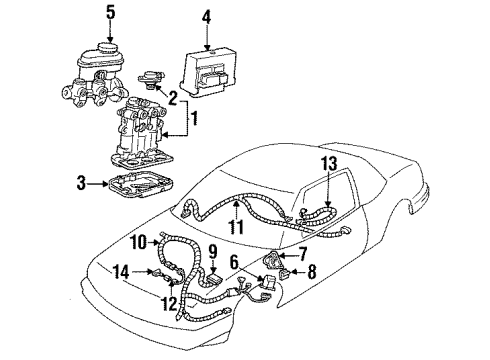 1993 Buick Regal Hydraulic System Power Brake Booster Assembly Diagram for 18044831