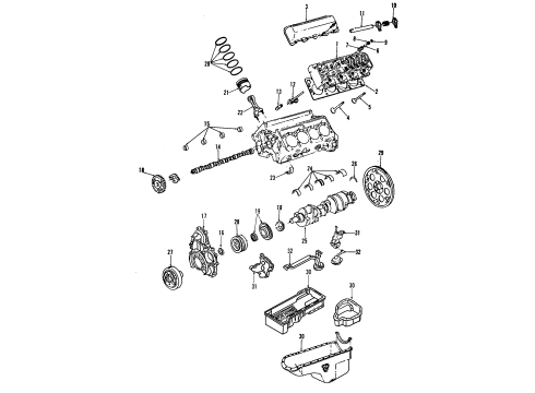 2001 Chevrolet Silverado 3500 Engine Parts, Mounts, Cylinder Head & Valves, Camshaft & Timing, Oil Pan, Oil Pump, Crankshaft & Bearings, Pistons, Rings & Bearings Rocker Arms Diagram for 97328661