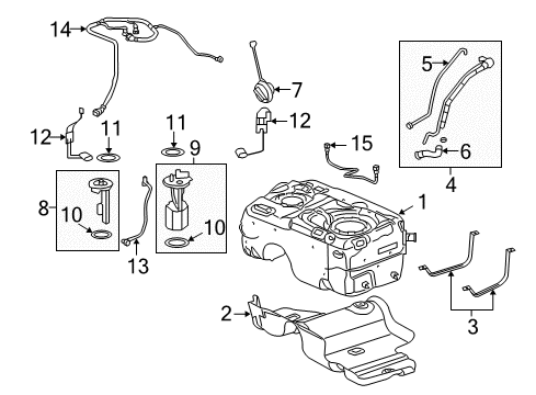 2009 Saturn Vue Fuel System Components Fuel Tank Fuel Pump Module Kit (W/O Fuel Level Sensor) Diagram for 19180441