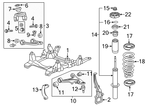2009 Cadillac CTS Front Suspension Components, Lower Control Arm, Upper Control Arm, Ride Control, Stabilizer Bar Upper Control Arm Diagram for 19168536