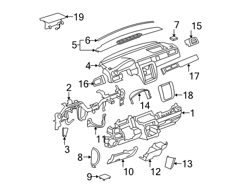 2012 Chevrolet Tahoe Instrument Panel Defroster Grille Diagram for 15794138