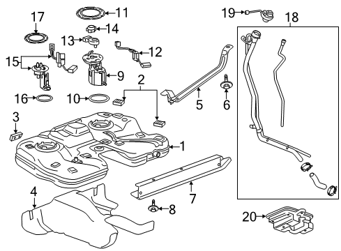 2016 Buick Envision Fuel System Components Fuel Tank Diagram for 23247270