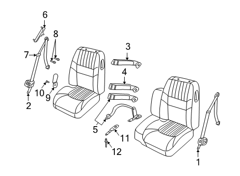 2005 Chevrolet Impala Seat Belt Retractor Guide Diagram for 10197674