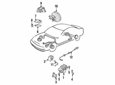 1993 Cadillac Fleetwood ABS Components Power Brake Booster Assembly Diagram for 18060177