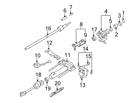 2005 Chevrolet Colorado Shaft & Internal Components Steering Gear Coupling Shaft Assembly Diagram for 19256701
