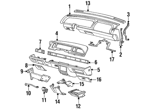1993 Oldsmobile 98 Instrument Panel Instrument Display Assembly Diagram for 16141273