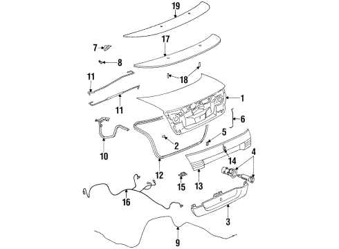 1997 Saturn SC1 Trunk Rear Compartment Lid Lock Assembly Diagram for 21170645