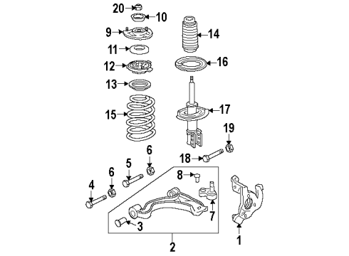 2003 Oldsmobile Aurora Front Suspension Components, Lower Control Arm, Stabilizer Bar Strut Bolt Diagram for 14087888